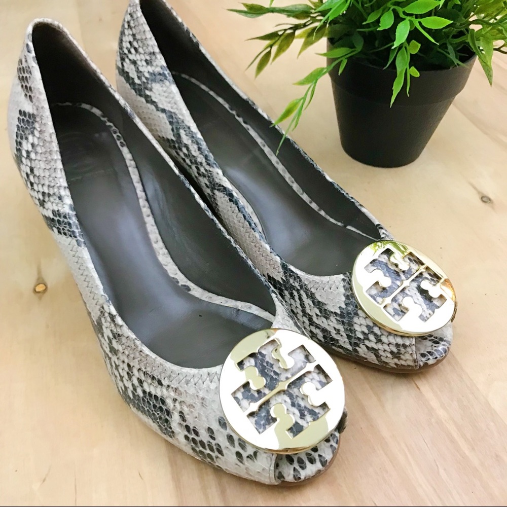 Tory Burch Sally Python leather wedge (some wear on bottom heel)